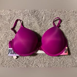 Front clasp racerback PINK push up bra